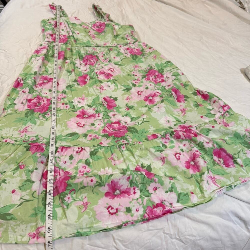 TORRID Green & Pink Floral Ruffle Strap Midi Dress | Size 1 - Picture 10 of 13